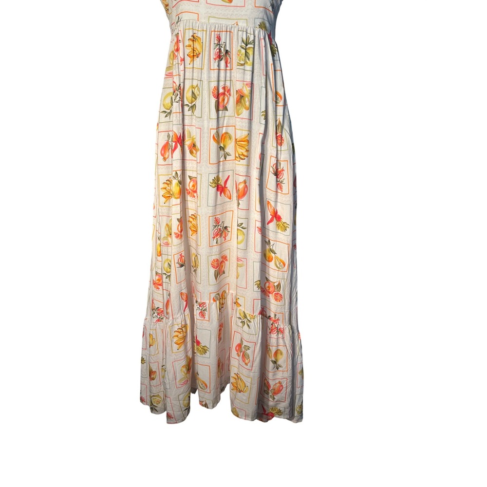 Paper Heart Fruit Print Maxi Dress White Citrus Tropical TPH93531 Small NWT - Picture 10 of 15